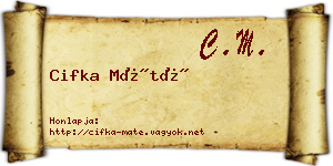 Cifka Máté névjegykártya